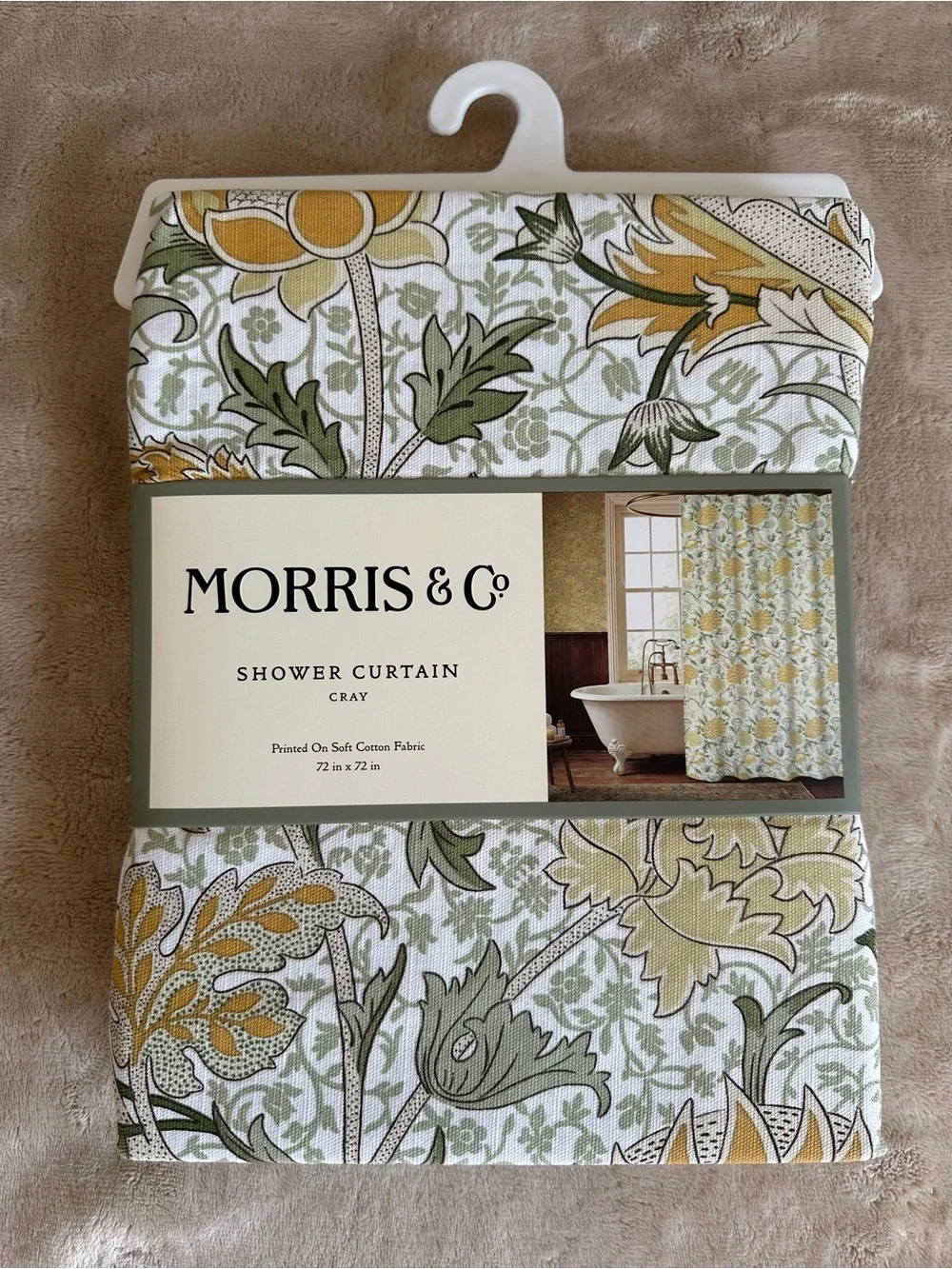 Morris & Co. William Morris Green Floral Shower Curtain